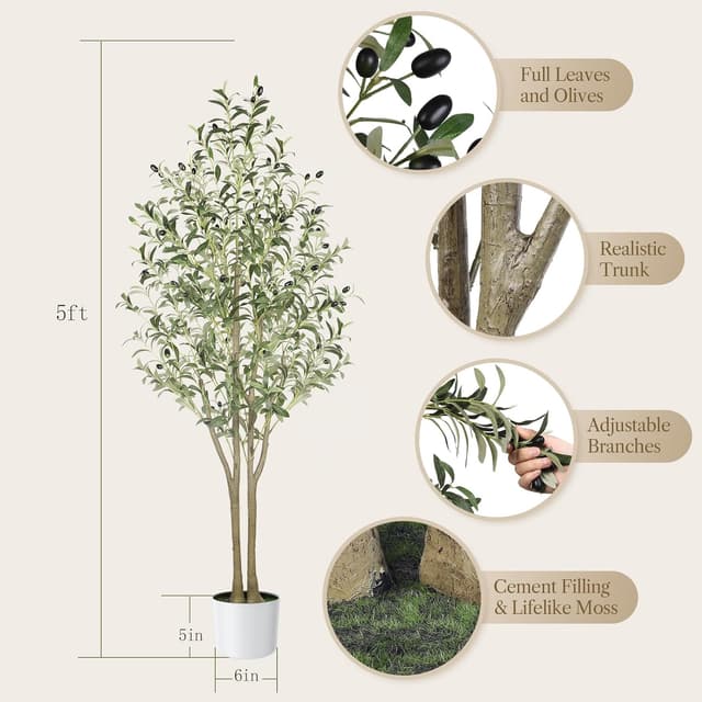 Detalle de Alupssuc Artificial Olive Tree 5ft