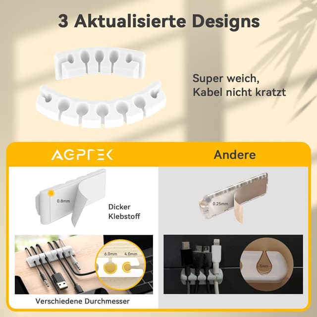 Thumbnail 2 de AGPTEK Kabelhalter Kabelclips 5 Stück