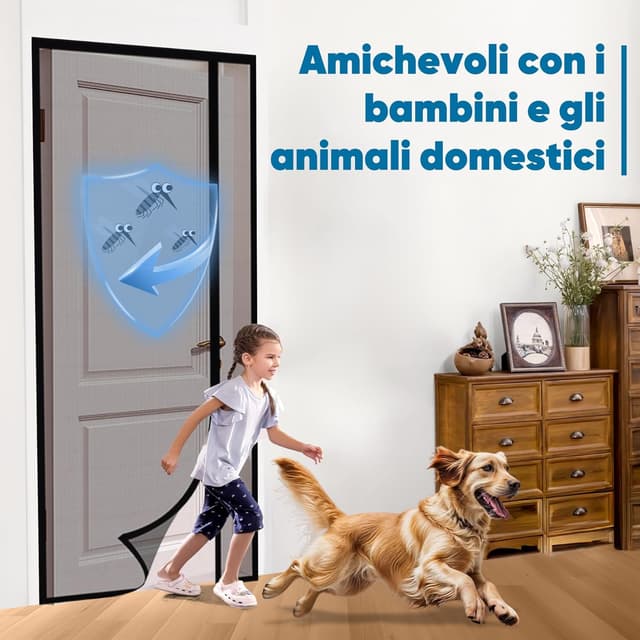 Thumbnail 6 de Sekey zanzariera magnetica per porte anti-gatto con apertura laterale 130x230 cm, colore nero
