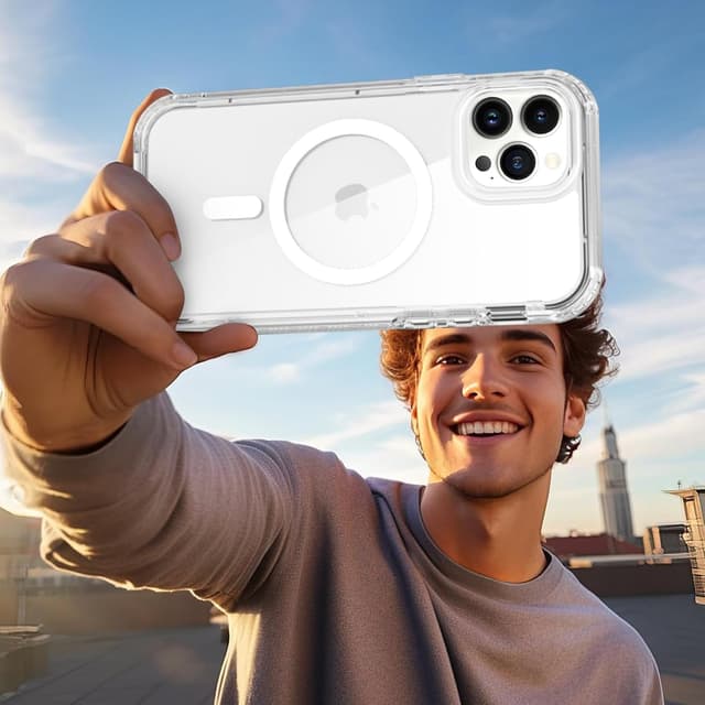 Thumbnail 6 de XTCASE Coque magnétique pour iPhone 15 Pro avec protection d’écran intégrée (MagSafe, 360°), transparente