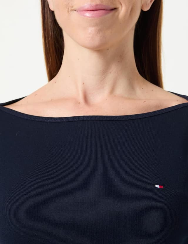 Detalle 2 de Tommy Hilfiger Damen Langarmshirt New Cody Slim mit U-Boot-Ausschnitt