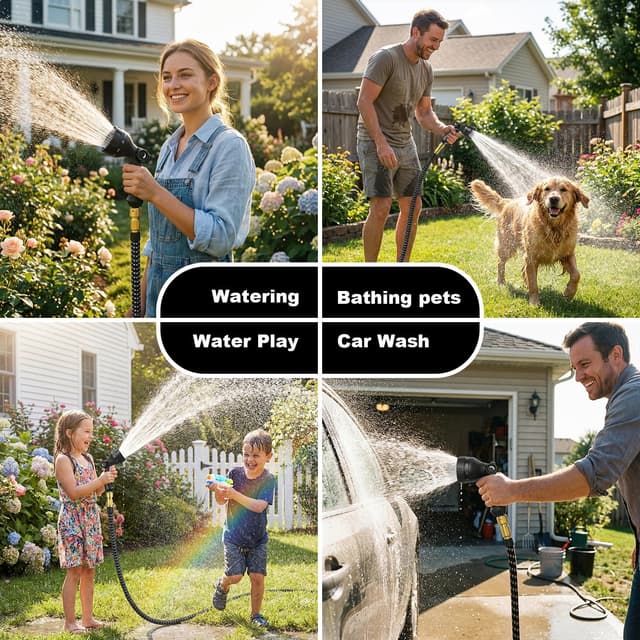 Thumbnail 6 de Tuyau d’arrosage extensible ULTTY 30 m avec 10 modes, adaptateurs 1/2" et 3/4