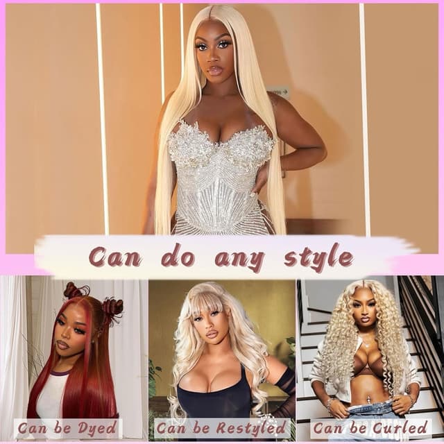 Detalle 2 de Bebeest 30 Inch 613 13x6 HD Lace Front Wig (Human Hair Straight, 200% Density)