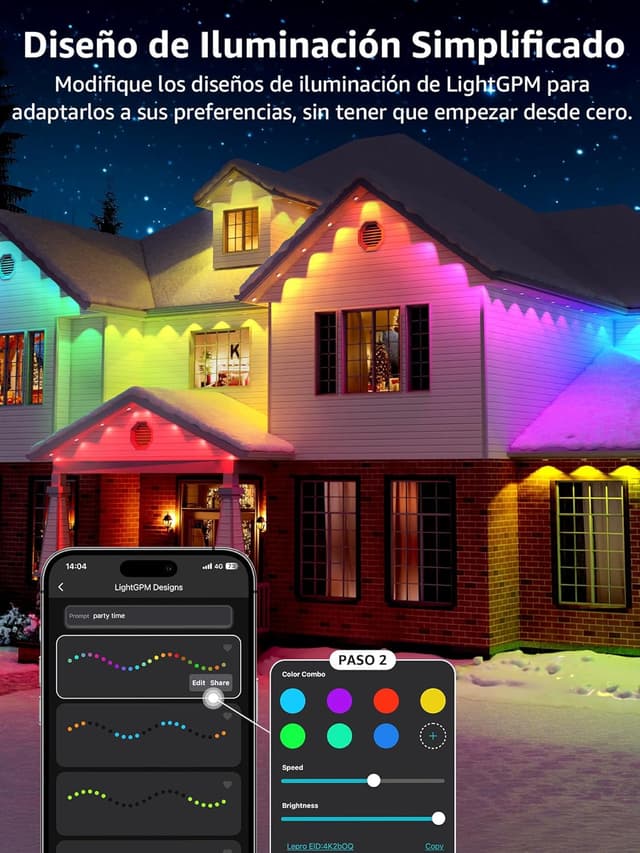 Detalle 2 de Lepro E1 AI Luces Exteriores 15m RGBIC & Blanco 🌟