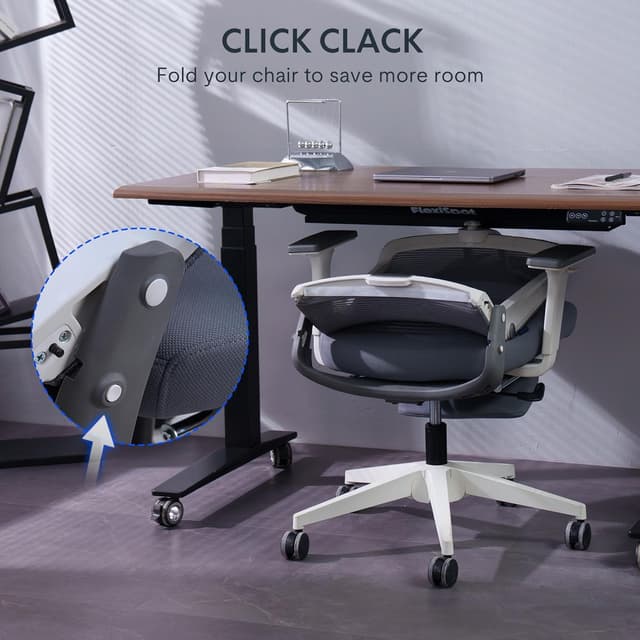 Detalle 1 de FLEXISPOT Foldex sedia da ufficio ergonomica pieghevole con schienale reclinabile, poggiapiedi e supporto lombare