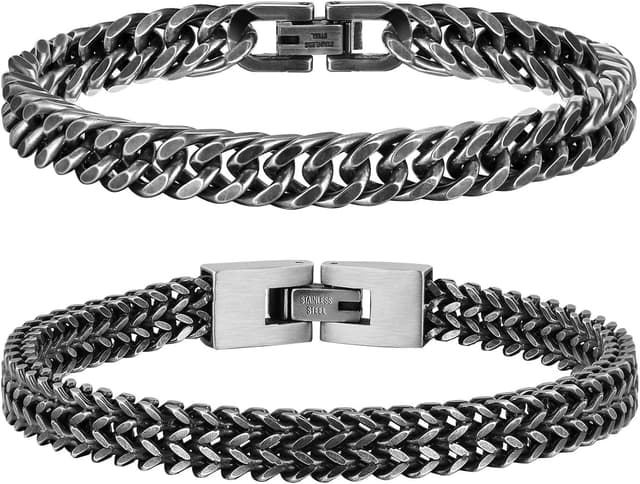 Detalle de Edelstahl Panzerkette Herrenarmband 8 mm