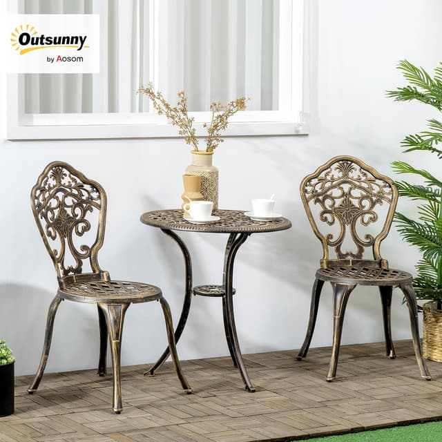 Detalle 2 de Outsunny Ensemble bistrot en aluminium 2 places