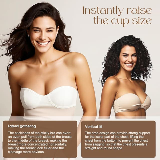 Detalle de Uiheex Double Sided Sticky Bra Inserts (Reusable Push Up Adhesive Pads) for Bikini, Swimsuit & Sports Bra