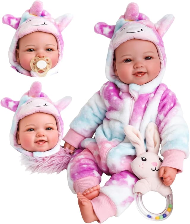 Detalle de BABESIDE Baby Doll Mia (17-inch) lifelike newborn-style cloth body reborn doll for girls aged 3+