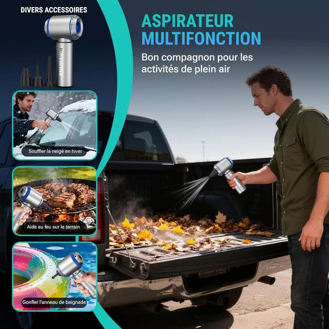 Thumbnail 6 de Aspirateur à main sans fil 25000 Pa / 120 W – mini aspirateur voiture avec moteur sans brosse et 3 vitesses