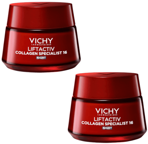 Detalle de Vichy Liftactiv Collagen Specialist crema noche 2x50 ml