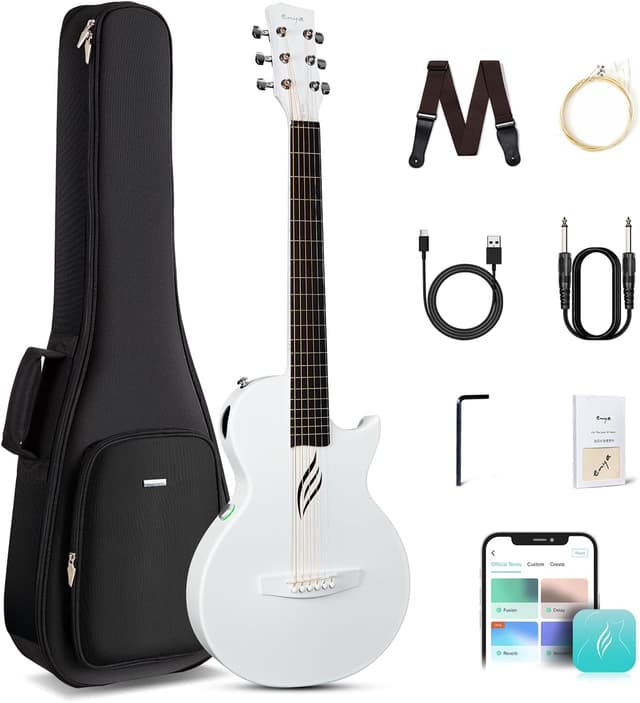 Detalle de Enya NOVA GO SP1 Carbon Fiber Travel Guitar (35") with Smart AcousticPlus, Built-in Effects, USB Recording & Bluetooth Speaker
