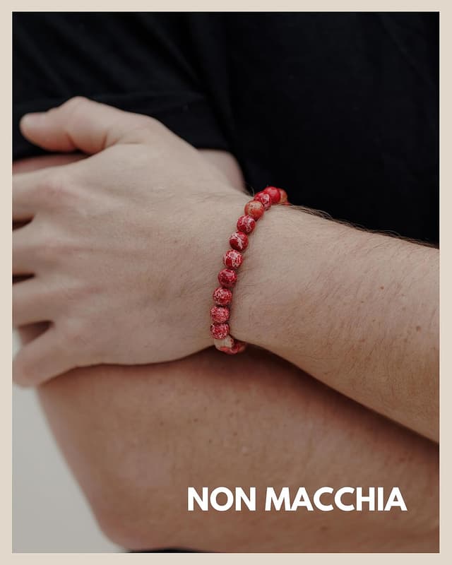 Detalle de Bracciale con perline chakra in diaspro sedimentario marino da 8 mm (verde) – unisex yoga e meditazione