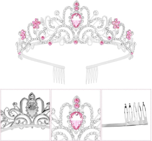 Detalle de Silver Rhinestone Princess Crown Headband
