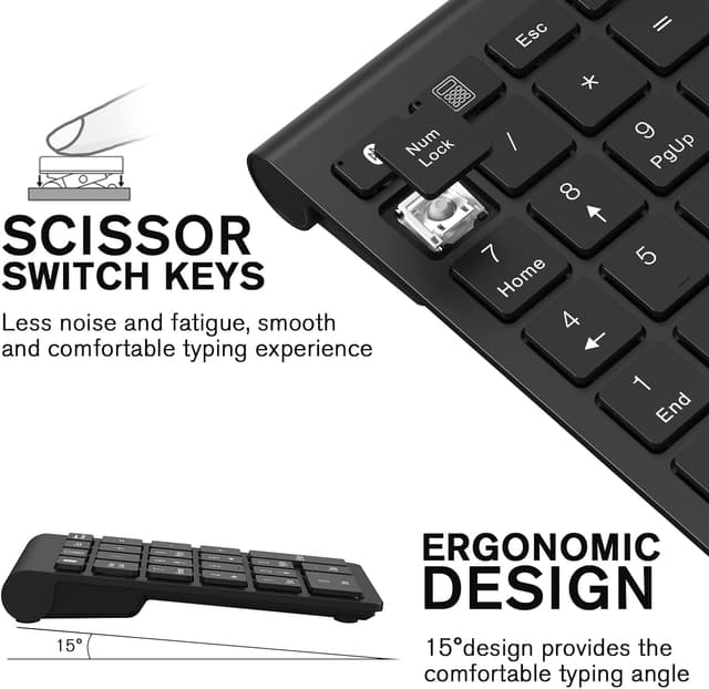 Detalle de cimetech Tastiera numerica Bluetooth 22 tasti wireless portatile per contabilità