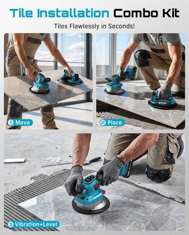 Detalle 2 de SEESII Fliesenrüttler Akku Kombi 10 Gänge