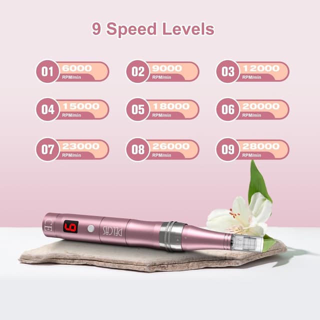 Detalle de Derma Pen PELCAS Elektrischer Microneedling Pen 9 Stufen