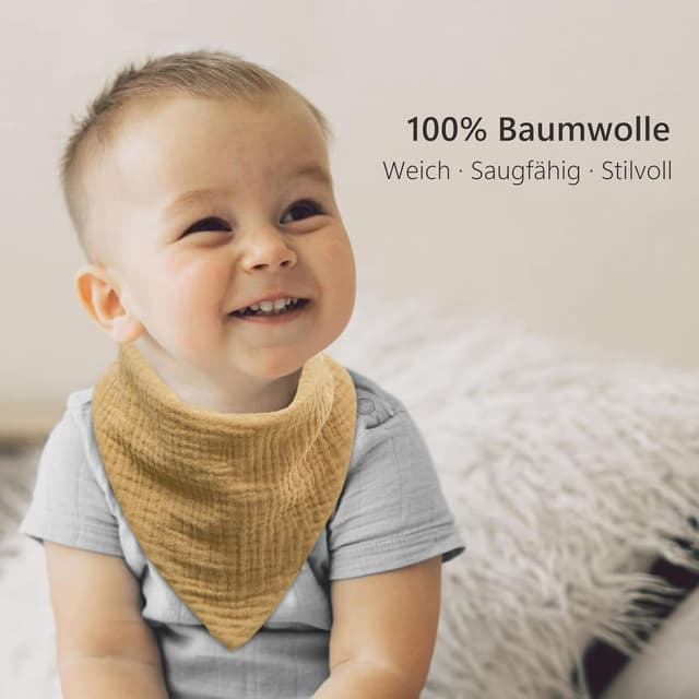 Detalle de Bearmoss Baby-Dreieckstücher Lätzchen im 8er-Set aus 100% Musselin-Baumwolle