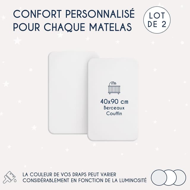 Thumbnail 1 de Dreamzie Lots de 2 draps-housse enfant 40x90