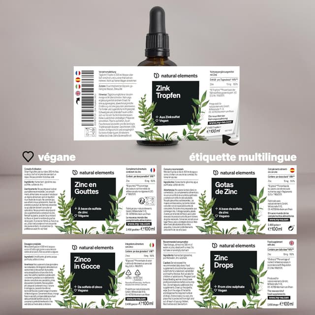 Detalle de Gouttes de zinc Premium à base de sulfate de zinc – 100 ml (≈ 2450 gouttes)