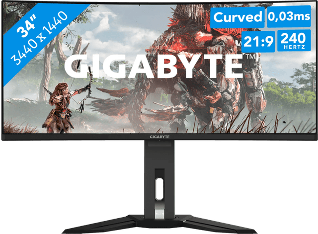 Detalle de Gigabyte MO34WQC2 OLED Curved – 34" Wide Quad HD für flüssiges Gaming