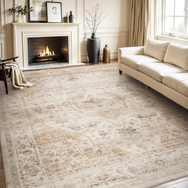 Imagen de AMOAMI Area Rug 9x12 Vintage Soft Beige carpet en OfertitasTOP