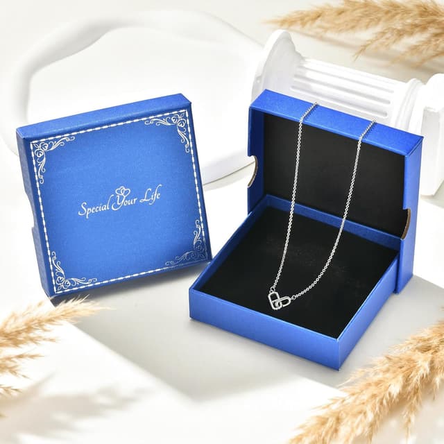 Detalle 2 de VNOX Cubic Zirconia Infinity Necklace (Silver/Gold) with Adjustable 16"+2" Chain