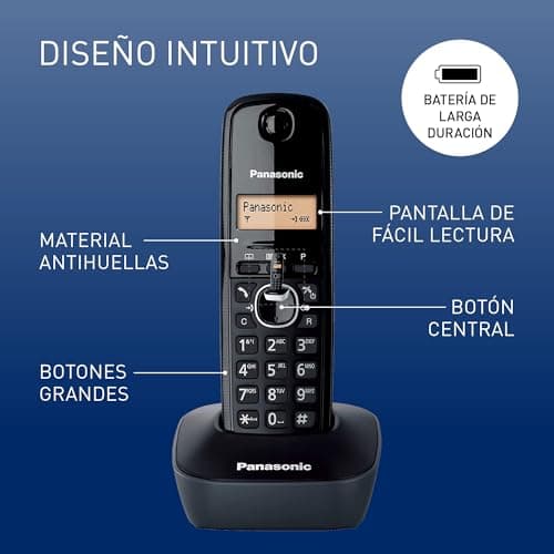 Detalle de Panasonic KX-TG1611SPH: teléfono fijo inalámbrico DECT con LCD, identificador de llamadas y agenda de 50