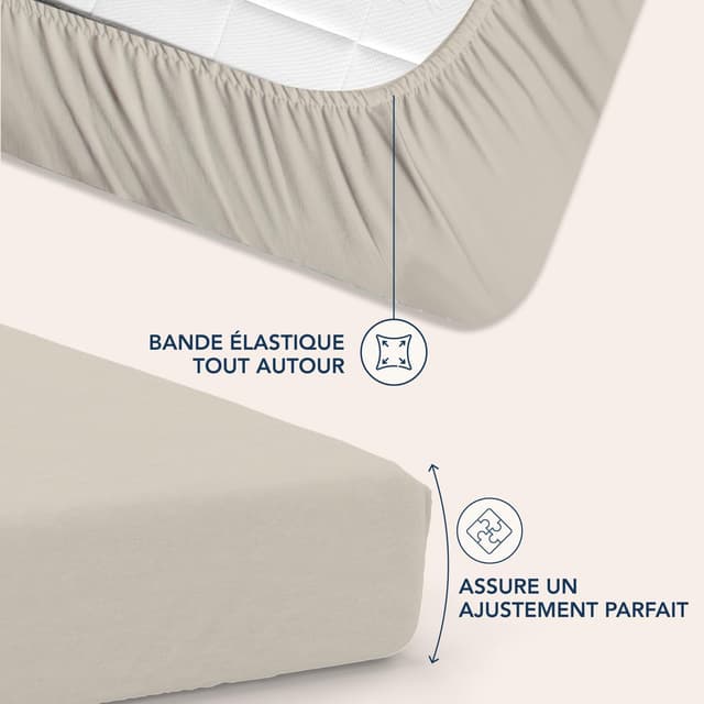 Thumbnail 2 de Dreamzie Drap Housse 160 x 200 35 cm Beige