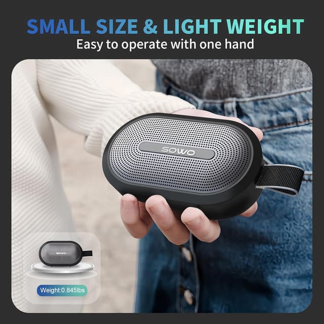 Detalle de SOWO Wireless Portable Small Speaker (Ultra Magnetic Bluetooth Speaker for Golf Cart) — Black, IP67, 24 H Playtime
