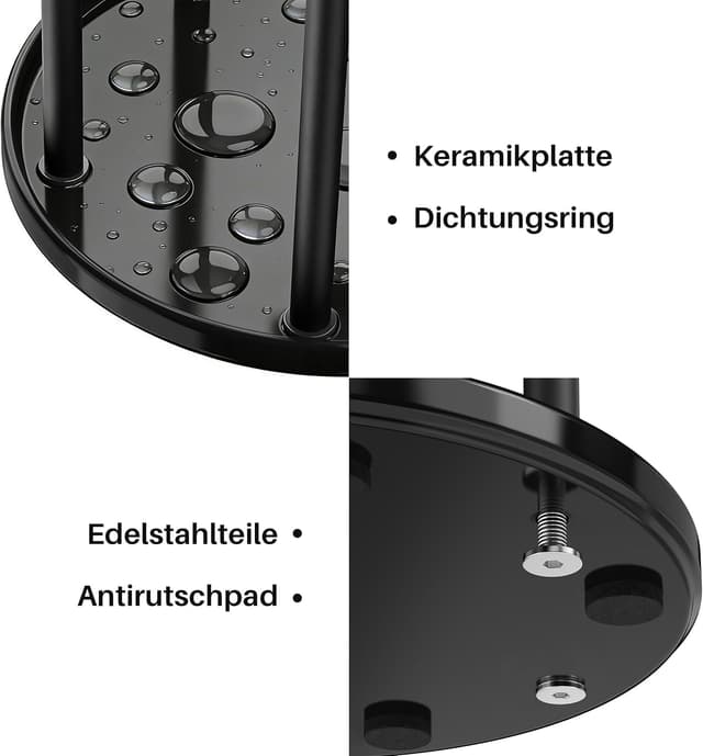 Detalle de Emil Flaschen Flaschenhalter für SodaStream – Keramik-Abtropfständer mit Wanne für 5 Crystal-Flaschen in Schwarz