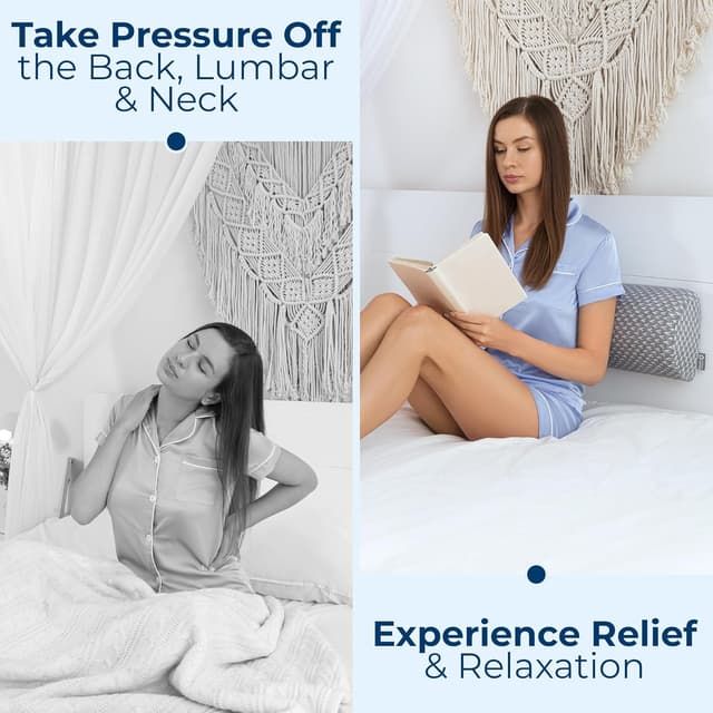 Thumbnail 6 de 5 STARS UNITED Knee Pillow for Back Sleeping with Memory Foam – Half Moon Bolster for Sciatica & Under-Leg Support, Grey