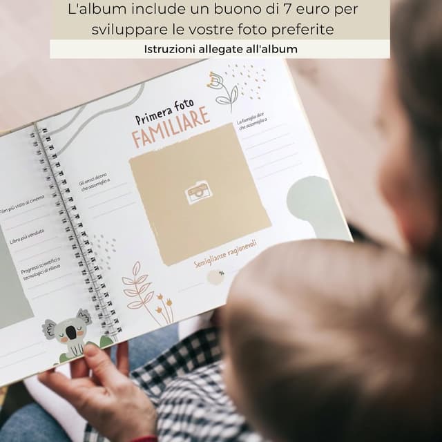 Detalle de HuBorns Album Nascita Bambina e Bambino con +50 pagine e adesivi per incollare foto e scritte