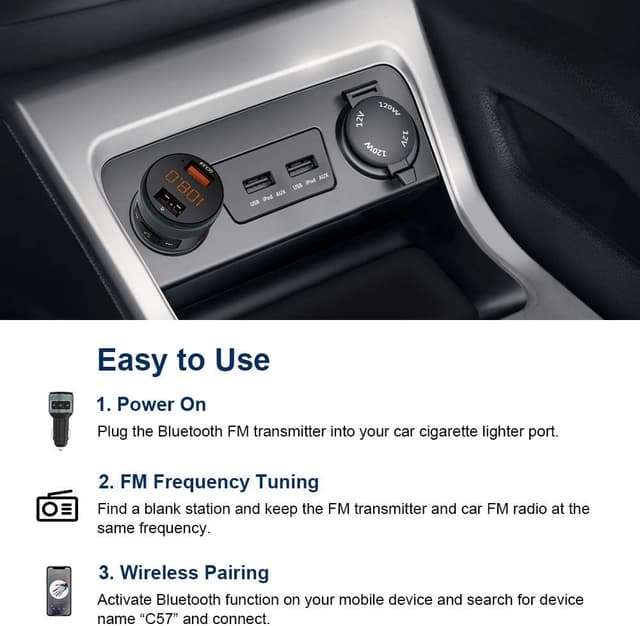 Thumbnail 1 de ZeaLife Bluetooth FM Transmitter with QC 3.0 car charger