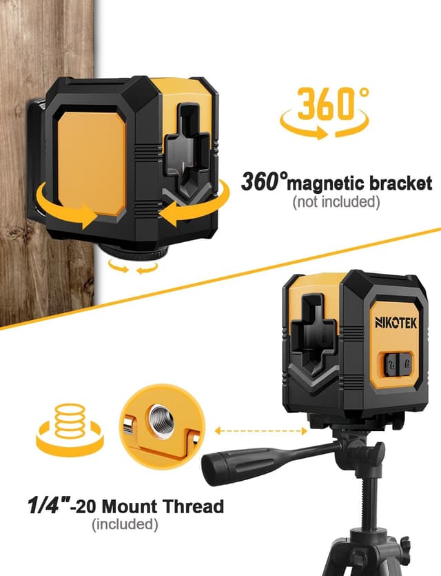 Detalle 2 de NIKOTEK Kreuzlinienlaser Laser Wasserwaage (grün) – vertikal & horizontal, IP54, mit 1,2 m Stativ, NK-01G