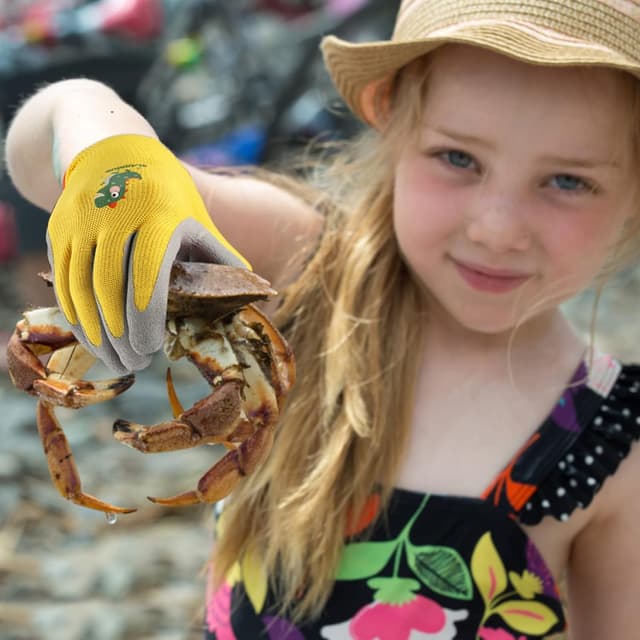 Detalle de SLARMOR Kids Gardening Gloves (Ages 3–6) – Waterproof & non-slip latex-coated gloves for boys and girls