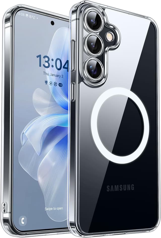 Detalle de CANSHN Magnetic Case for Samsung Galaxy S25 (6.2 inch) – clear MagSafe-compatible shockproof phone cover