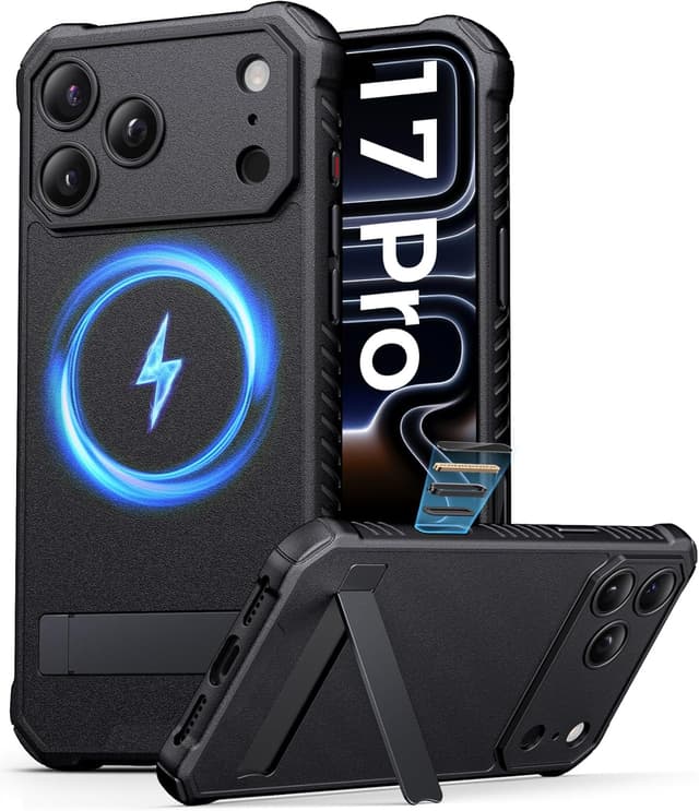 Detalle de ASAFCASE for iPhone 17 Pro Case with Stand (MagSafe Compatible) — Black