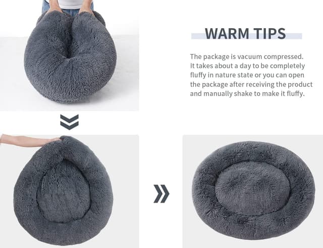 Detalle 2 de YOJOGEE Donut Calming Dog Bed – Plush anti-anxiety pet bed with non-slip base (machine washable)