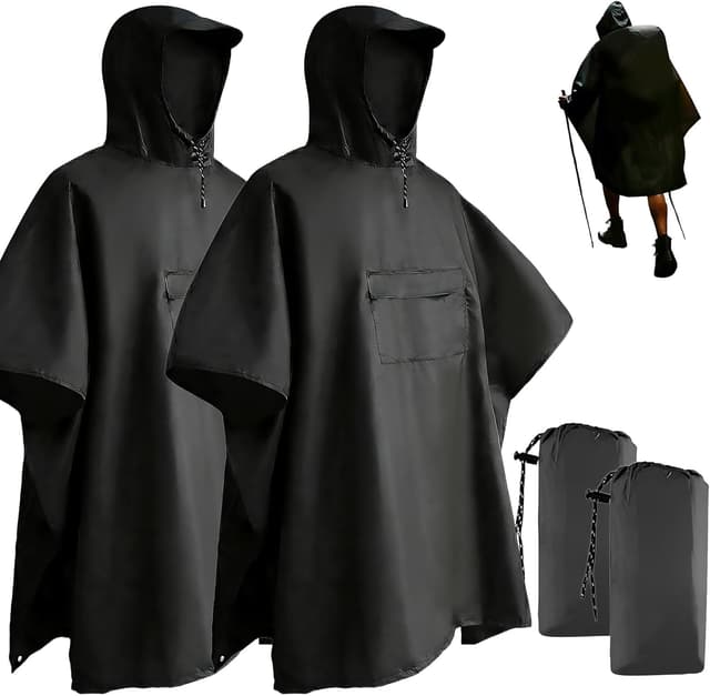 Detalle de Stathmon Poncho Waterproof Adult with PU8000mm coating (reusable) – 240T lightweight rain poncho
