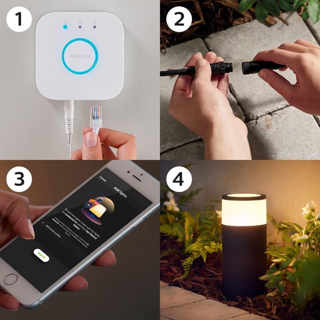 Detalle de Philips Hue White and Color Ambiance Calla palo smart LED per esterni (IP65) da 8W, nero
