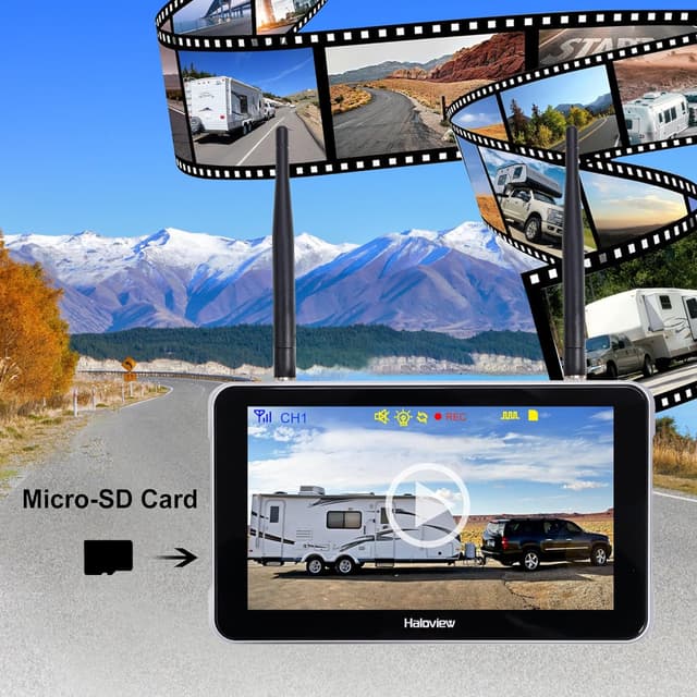 Detalle de Haloview BT7 Touch Wireless RV Backup Camera System with 7" Touch Screen (1080P DVR)