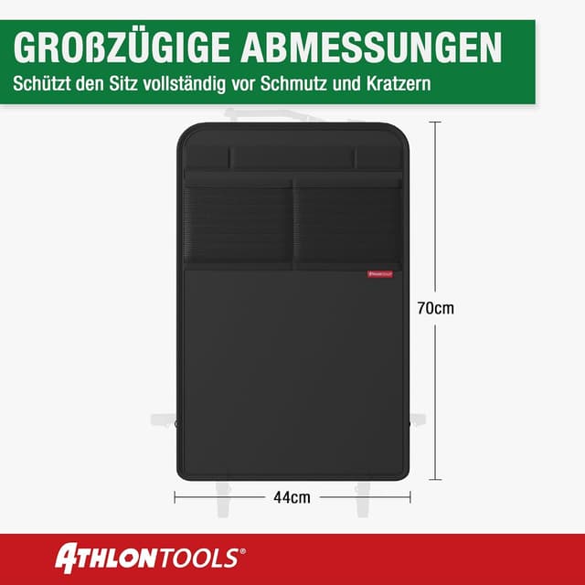 Detalle de ATHLON TOOLS Rückenlehnen-Schutzmatte (beschichtet) mit Netztaschen – schmutz- & wasserabweisend