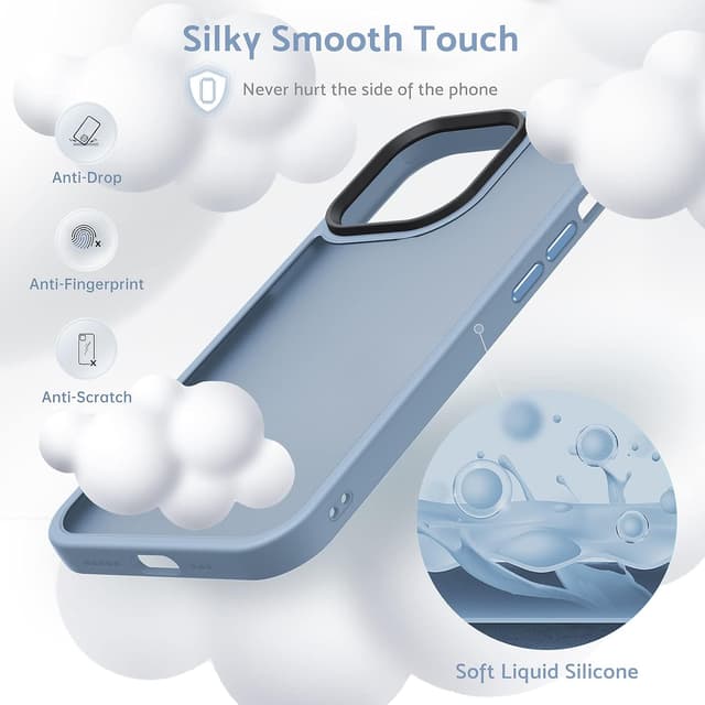 Detalle 2 de Anqrp Matt Zero Serie für iPhone 13 Pro Hülle dünn (Militärischer Schutz & Kameraschutz) transparent-blau