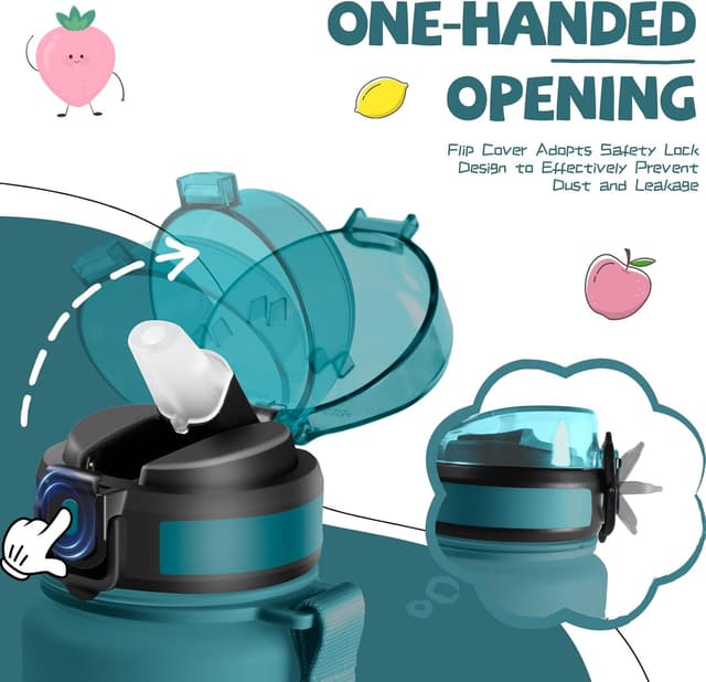 Detalle de Trinkflasche 500 ml mit Strohhalm für Kinder – auslaufsicher, mit Reinigungsbürsten