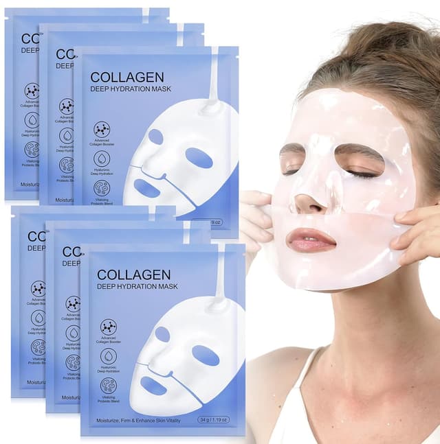 Detalle de Collagen Maske Overnight (6 Stück) – Tiefenwirksame Anti-Falten & Lifting-Maske für alle Hauttypen