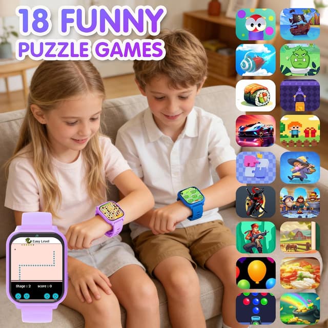 Detalle de Kids Smart Watch with Sports: 1.8" HD smartwatch for boys and girls (IP68) with pedometer, sleep monitor & games