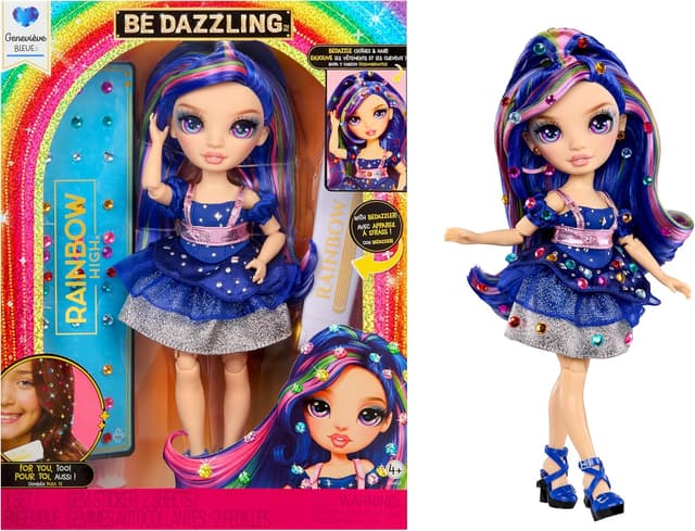 Detalle de Rainbow High Be Dazzling – Genevieve Bleue (28 cm) Modepuppe mit Verzierungswerkzeug