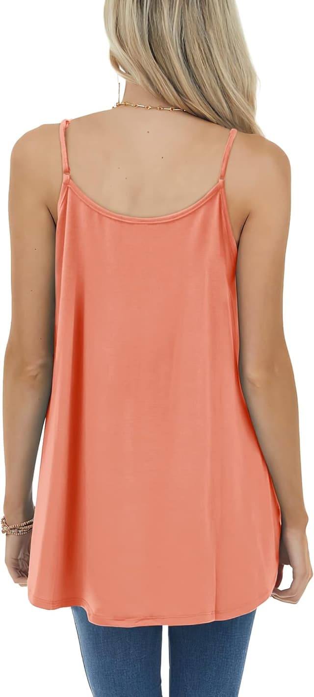 Detalle de Geifa Women’s Summer Tank Tops (Scoop Neck, Adjustable Spaghetti Straps) for Vacation Outfits 2025