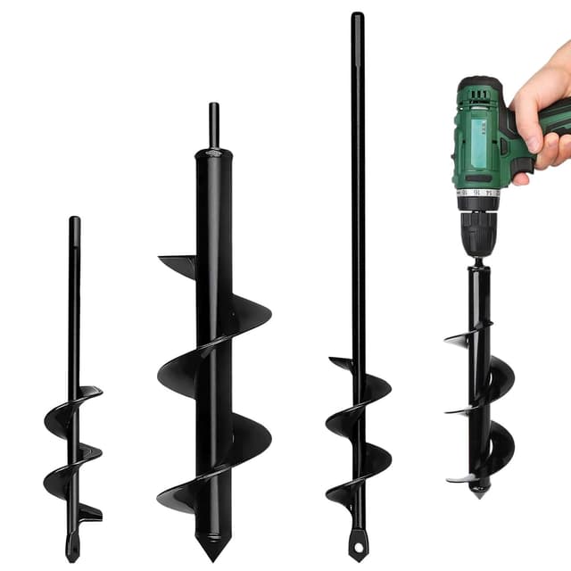Detalle de Garden Auger Drill Bit for Planting (manganese steel) for 3/8 in hex drive — bulb planter & post hole digger